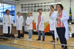 Equipe do AME de Barretos durante palestra sobre hipertensão.